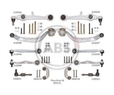 К-кт важелів перед. підвіски Audi A4/A6/Superb/Passat B5 (з товстим пальцем) A.B.S. 219900