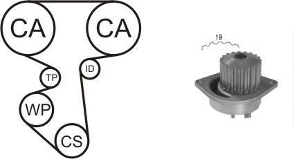 Водяний насос + комплект зубчатого ременя AIRTEX WPK-160001