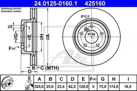 Гальмівний диск 425160 / ATE 24.0125-0160.1