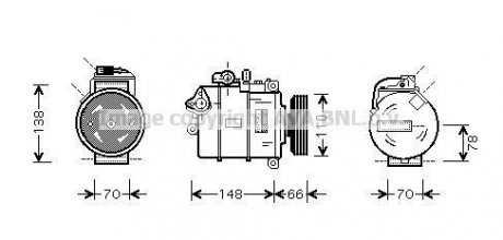 Компресор кондиціонера A4 II 19TDi 00-03 (вир-во AVA) AVA COOLING AIAK226