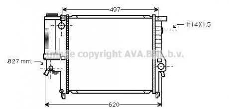 Радіатор охолодження двигуна BMW316/8/20/5 E36 MT 90- (Ava) AVA COOLING BW2124