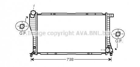 Радиатор охлаждения двигателя BMW 5 (E39) (96-03) 520d 525d 530d, 7 (E38) 730d AVA COOLING BW2234 (фото 1)