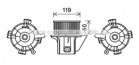 Вентилятор отопителя салона Citroen C4 (04-11), Peugeot 307 (00-08) AC+ (AVA COOLING CN8299