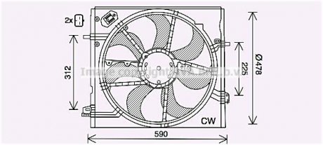 Вентилятор радіатора охолодження двигуна Nissan Qashqai II (13-), X-Trail (14-) AVA AVA COOLING DN7536