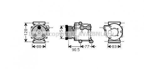 Компрессор кондиционера Ford Fiesta Fusion 1,25-1,6i, Fiesta 1,25-1,6i 08> AVA AVA COOLING FDAK434