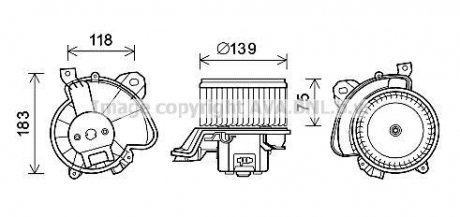 Вентилятор обігрівача салону Citroen Nemo Peugeot Bipper Fiat Qubo 1,3HDI 08> Punto 1,4i 07> man AC+/- AVA COOLING FT8431 (фото 1)