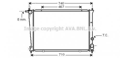 Радиатор охлаждения двигателя Hyundai H100 H-1 2,5D 00>04, 04>07 MT AC+/- AVA COOLING HYA2049