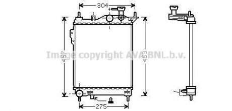 Радіатор охолодження HYUNDAI GETZ (TB) (02-) 1.1-1.6i MT (вир-во AVA) AVA COOLING HYA2099