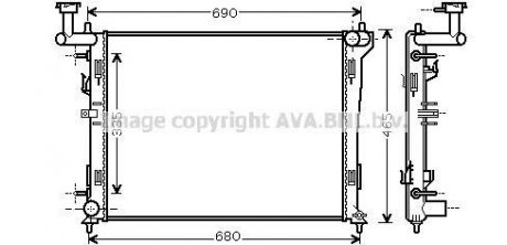 Радиатор охлаждения двигателя Hyundai Elantra (06-11), i30 (07-12) AT AVA COOLING HYA2180 (фото 1)