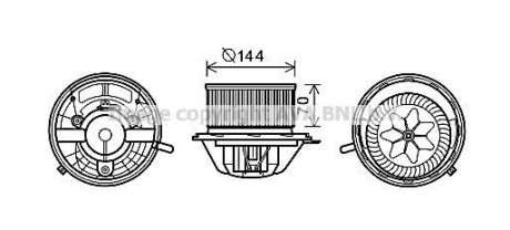 Вентилятор отопителя салона MB A-class 169 04>12, B-class 245 05>11 AC+ AVA AVA COOLING MS8607