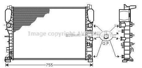 Радиатор охлаждения двигателя MB E211 200-220CDI 230-350i 02>08 AC+/- AVA COOLING MSA2341 (фото 1)