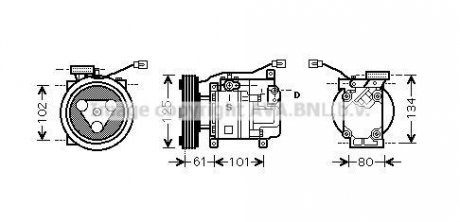 Компресор кондиціонера MAZDA 3 (2004-) (вир-во AVA) AVA COOLING MZAK207