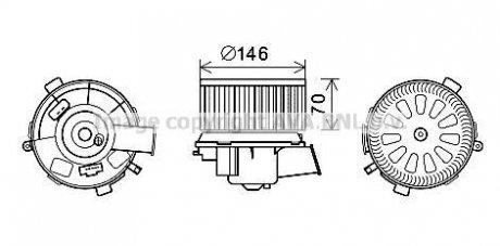 Вентилятор обігрівача салону Peugeot 206 (00-), 307 (00-) auto AC AVA AVA COOLING PE8378