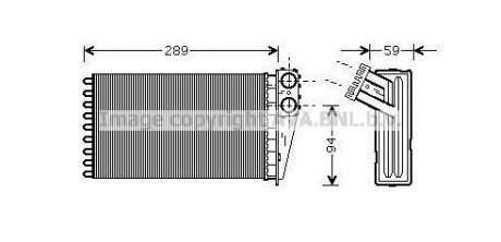 Радіатор обігрівача салону Peugeot 307 (01-09) AVA COOLING PEA6227 (фото 1)