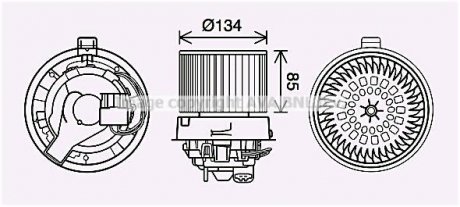 Вентилятор обігрівача салону Renault Logan (12-), Sandero (12-) AVA COOLING RT8635 (фото 1)