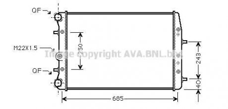 Радиатор охлаждения двигателя VW Polo (01-09), Skoda Fabia (99-07, 07-15), Room AVA COOLING SAA2008