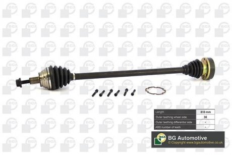 Піввісь Golf/Passat/Touran/Octavia 03- (36z/810mm) Пр. BGA DS9634R