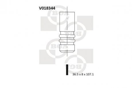 Клапан впуск. Sierra/Mondeo -00 1.8D (36.5x8x107.1) BGA V018344