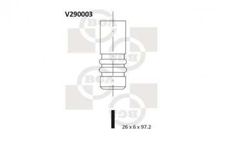 Клапан випуск. Vectra/Omega/Zafira 2.0/2.2d (X20DTH/Y20DTH/X20DTH/Y22DTR) (26x6x97) BGA V290003