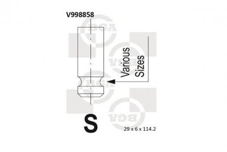 Клапан випуск (29х6х114.2)Mitsubishi Galant/L300 2.0i -03 (4G63) BGA V998858