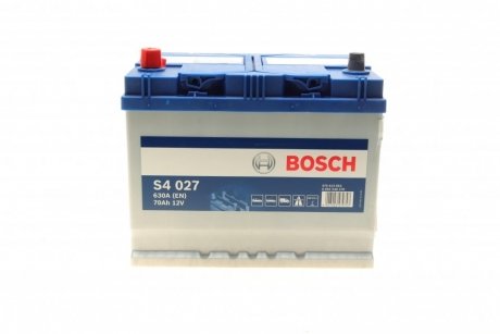 Акумулятор 70Ah-12v (S4027) (261x175x220),L,EN630(Азія) BOSCH 0 092 S40 270