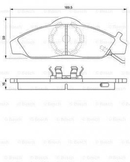 Колодки гальмівні дискові DAEWOO Korando/Musso 2.3,2.9,3.2 -05 BOSCH 0986424551