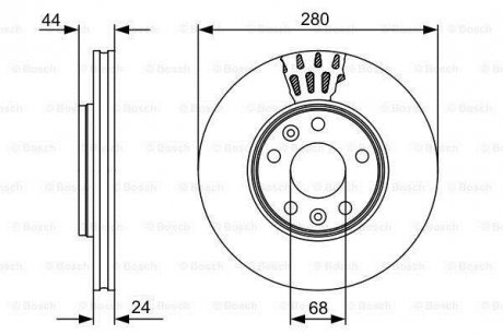 Диск гальмівний (передній) Renault Megane III/IV 08- (280x24) BOSCH 0 986 479 C62