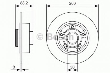 Диск гальмівний (задній) Renault Megane 08- (260x8) (+ABS) (з підшипником) BOSCH 0 986 479 C88