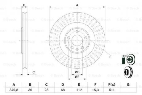 Гальмівний диск AUDI/VW A6/A8/E-Tron/Q7/Q8/Touareg \'\'R \'\'17>> BOSCH 0986479E41