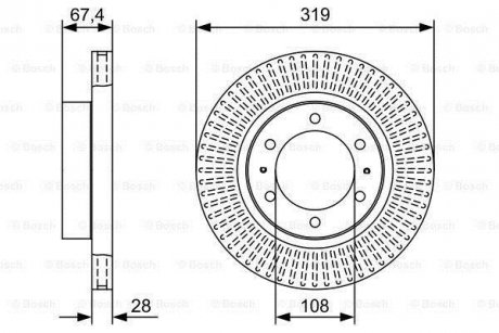 Диск гальмівний (передній) Toyota Hilux 06- (319x28) BOSCH 0 986 479 W47