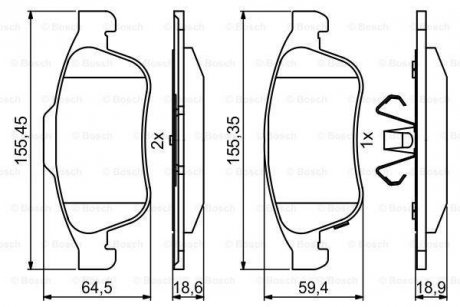 Комплект гальмівних колодок з 4 шт. дисків BOSCH 0986494826