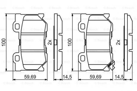 Комплект гальмівних колодок з 4 шт. дисків BOSCH 0986494863