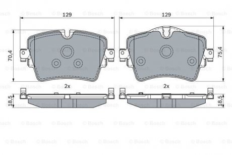 Колодки гальмівні (передні) BMW 2 (F45/F46)/5 (G30/F90)/X1(F48)/X2 (E39)/X3 (G01/F97) 13- BOSCH 0 986 494 940 (фото 1)