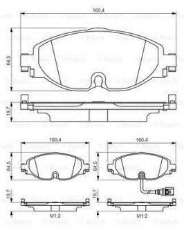 Колодки гальмівні (передні) Audi A3/Q2/Q3/Seat/Skoda Octavia/Kodiaq/VW Golf/Passat B8 12- (+датчик) BOSCH 0 986 495 347