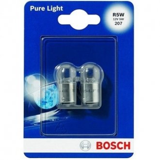 Лампа (упаковка-блістер 2шт) R5W 12В 5Вт BA15S основна лампа Pure Light BOSCH 1 987 301 022