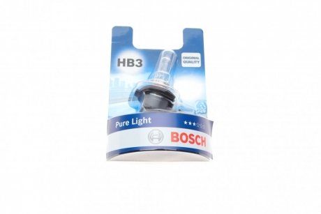 Лампа розжарювання HB3 12V 60W P20d PURE LIGHT 1шт. blister (вир-во) BOSCH 1 987 301 062