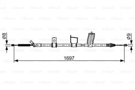 Трос ручника (задній) (R) Renault Koleos 2.0 dCi 08-16 (1697mm) BOSCH 1 987 482 628