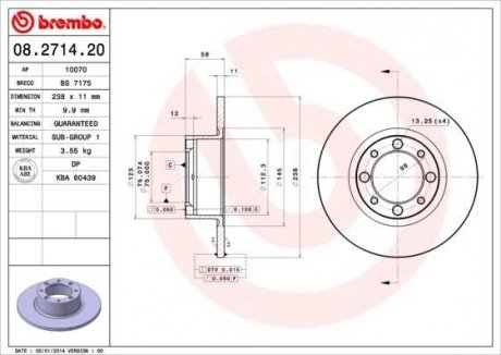 Гальмівний диск BREMBO 08.2714.20