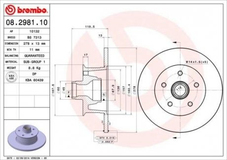 Гальмівний диск BREMBO 08.2981.10