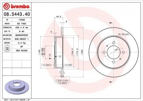 Гальмівний диск BREMBO 08.5443.40