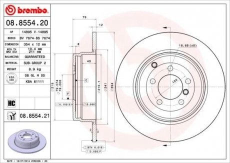 Гальмівний диск BREMBO 08.8554.21