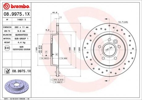 Гальмівний диск BREMBO 08.9975.1X