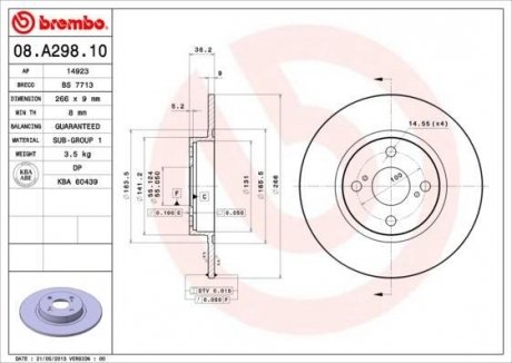 Гальмівний диск BREMBO 08.A298.10