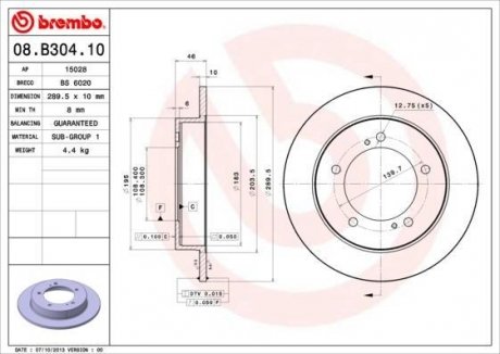 Гальмівний диск BREMBO 08.B304.10