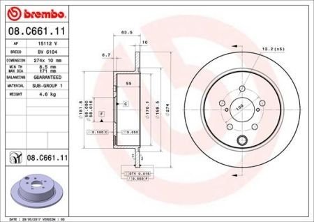 Диск гальмівний BREMBO 08.C661.11