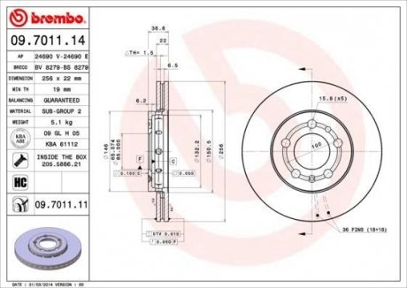 Гальмівний диск BREMBO 09.7011.14