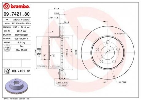 Гальмівний диск BREMBO 09.7421.81