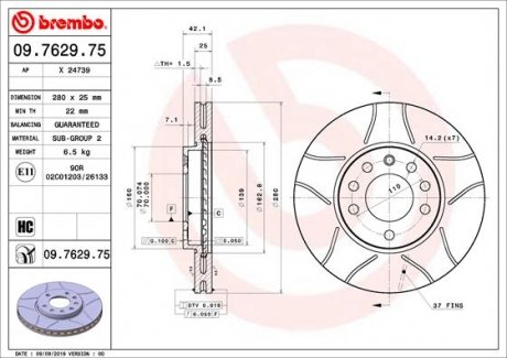 Гальмівний диск BREMBO 09.7629.75