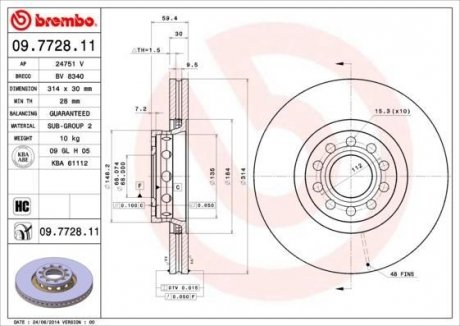 Гальмівний диск BREMBO 09.7728.11