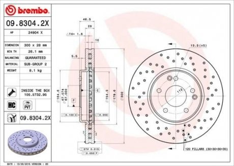 Гальмівний диск BREMBO 09.8304.2X